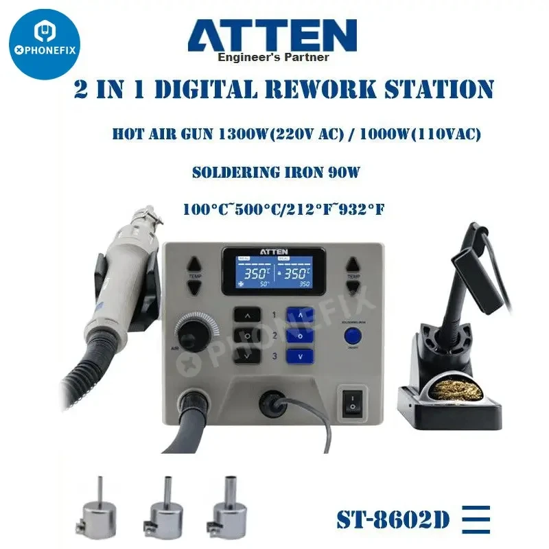 

ATTEN ST-8602D 1300W Digital Hot Air Desoldering Station SMD Rework Station Professional PCB Chips Precision Electronic Rework