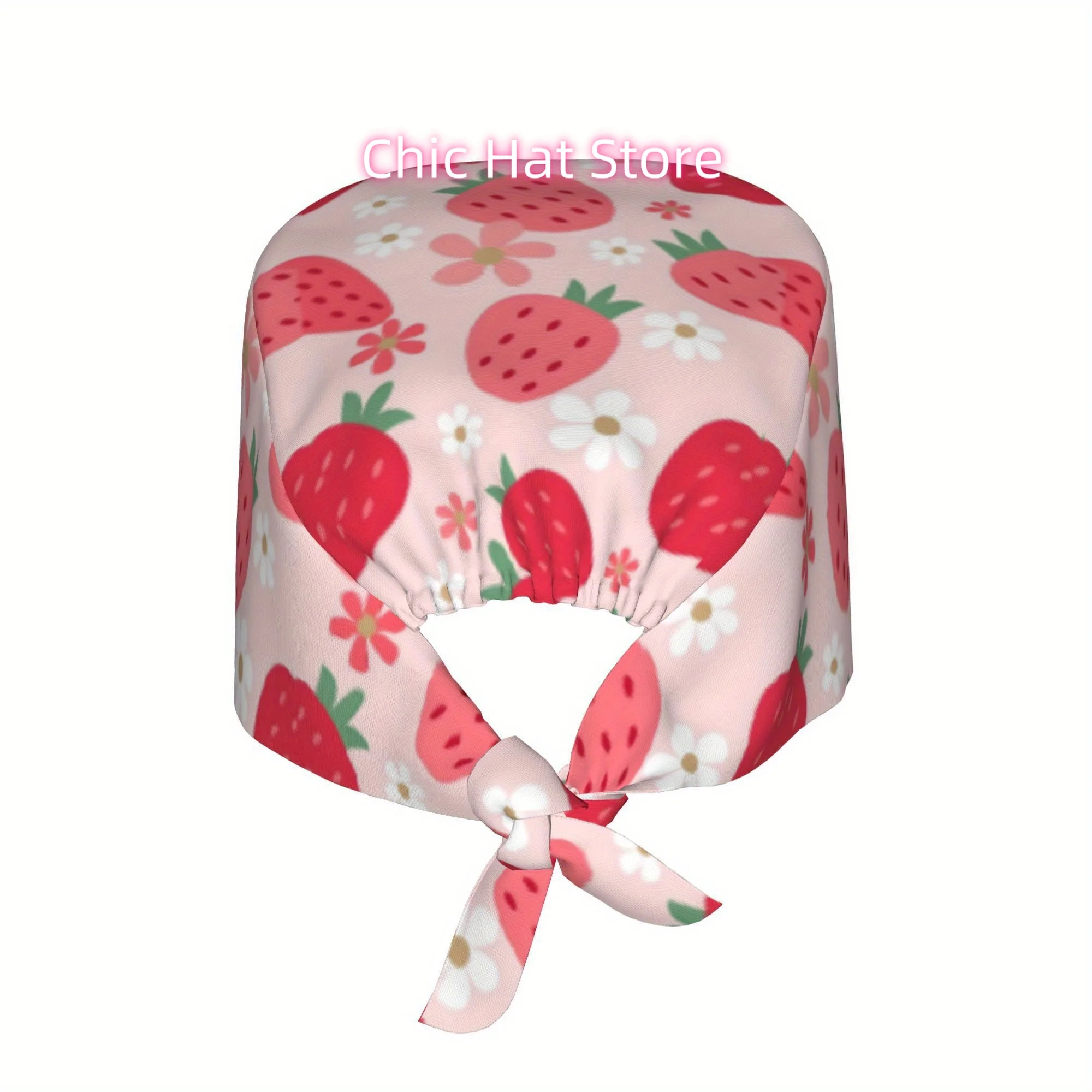 1pc Women'S Stylish Printed Work Cap - Lightweight Adjustable Skull Cap, Tie-Back Nurse Hat, Dustproof Chef & Cooking Cap, Perfe