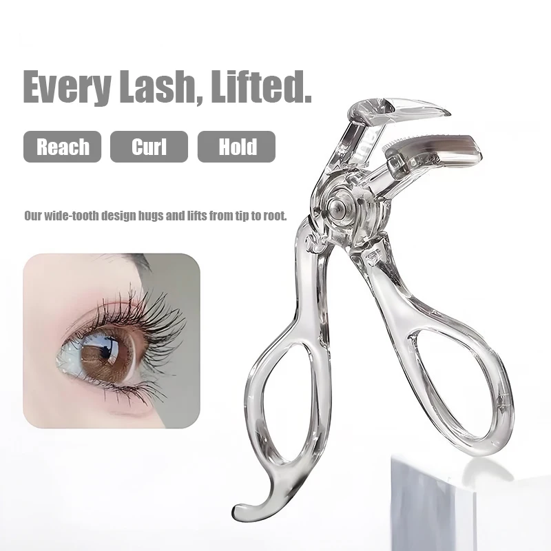 Wide-Angle Borderless Eyelash Curler Transparent Professional Heated Lash Curler for Hooded Eyes Long Lasting Curl for Beginners