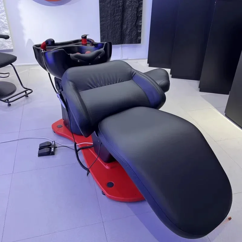 

02Electric liftable barber shop shampoo bed hair salon special high-grade ceramic basin half lying flush bed