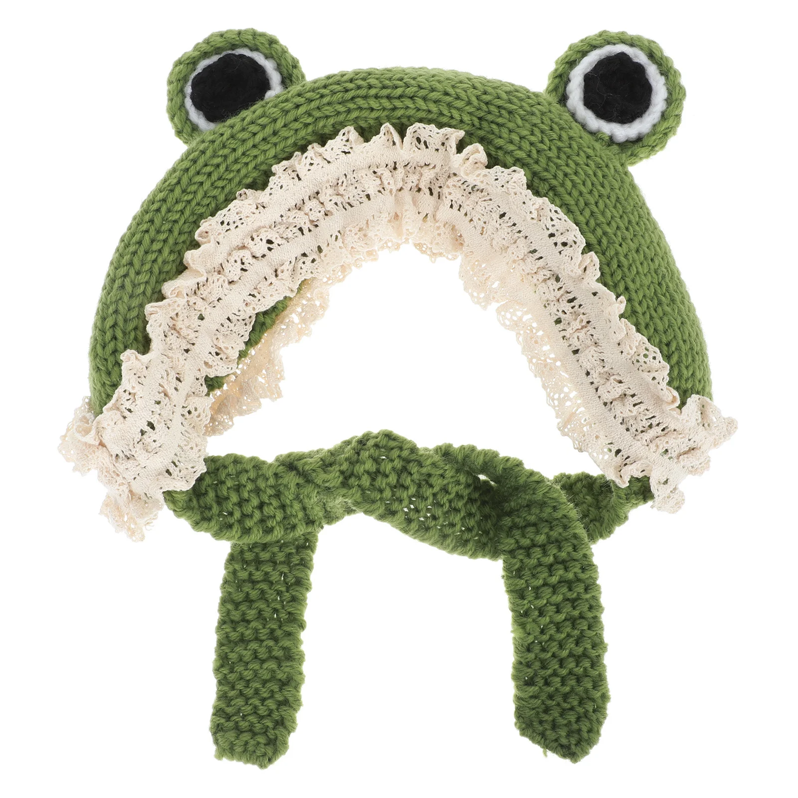 

1Pcs Frog-Designed Woolen Knitted Hat Winter Warm Cartoon Ear Cuff Hat Outdoor Ear Protector Lovely Frog Shape Warm Cap