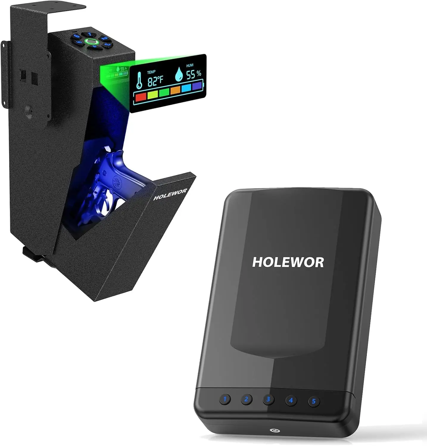 

Биометрический сейф для пистолета, откидной сейф для пистолета, 3-ходовой быстрый доступ, небольшой портативный автомобильный сейф для пистолета для тумбочки, стола, автомобиля