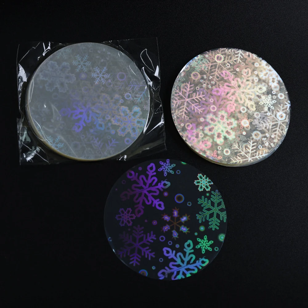 100PCS 58mm Laser Badge Films - Colored Daisy/Star/Snow DIY Button Films, Transparent Protective Cover for Badge Making
