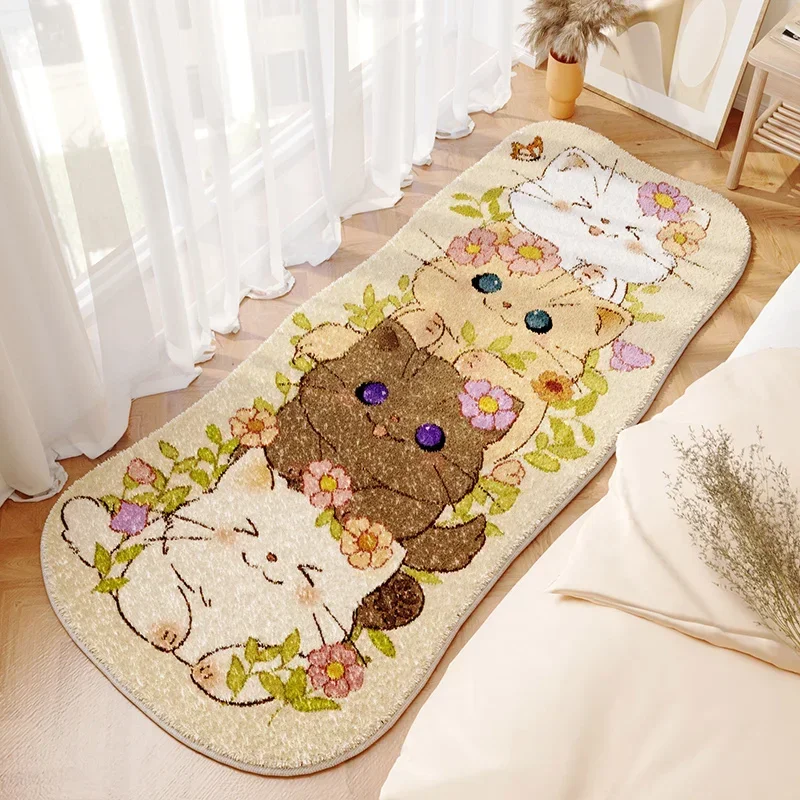 Cute Girl's Bedroom Bedside Carpets Cartoon Pig Cat Children's Room Plush Carpet Living Room Coffee Table Soft Irregular Rug