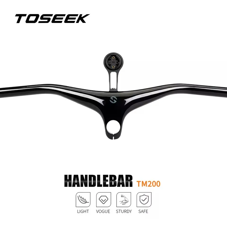 TOSEEK T800 Carbon Fibre Bike Handlebar Mountain Bicycle Integrated Handlebars Stem -17 Degrees 28.6mm With Computer Holder