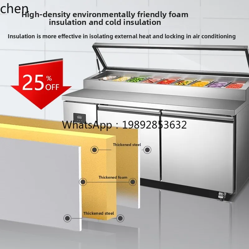 

Fresh-keeping Air-cooled Salad Table Fruit Fishing Pizza Refrigerated Workbench Freezer Display Cabinet