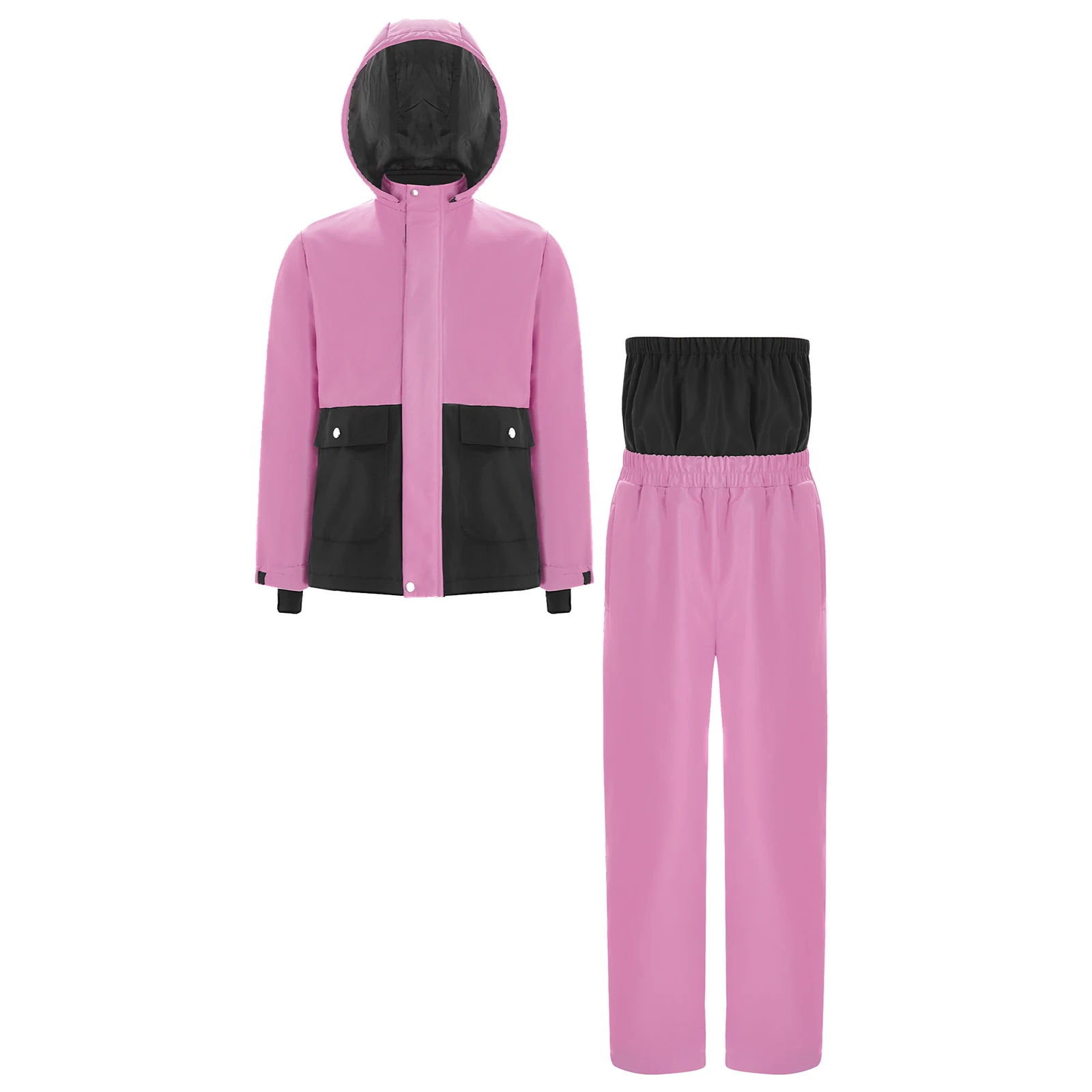 Tuta da sci per bambina per bambini Sport sulla neve all'aperto Sci Snowboard Pattinaggio Set Giacca a maniche lunghe Cappotto con cappuccio con pantaloni Abbigliamento sportivo