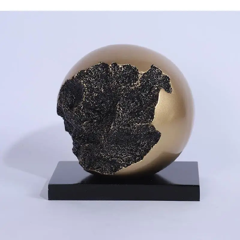 Golden Ball Sculpture Living Room Desk Decoration Ornaments Modern Crafts Gold Plated Pomegranate Statue Aesthetics Decor