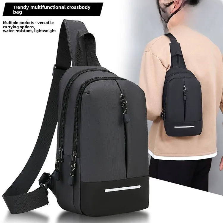 

Большая сумка через плечо из ткани Capaci Ox, мужская повседневная спортивная нагрудная сумка на открытом воздухе, водонепроницаемая сумка на одно плечо для отдыха спереди...