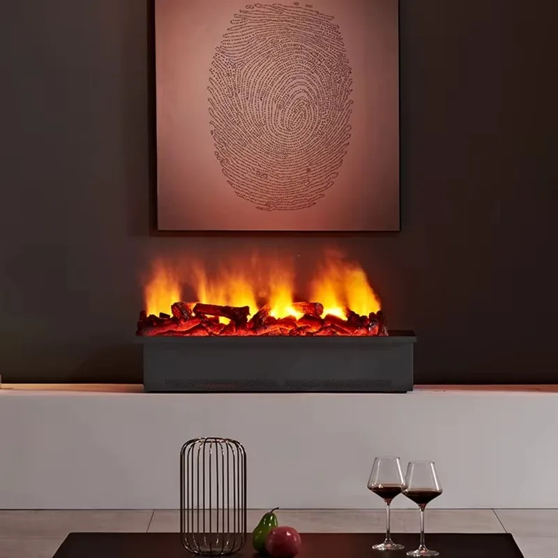 Customised 3D Metal Material Fireplace with Resin Charcoal Decoration Easy Remote Control Insert for Living Room Use Indoor