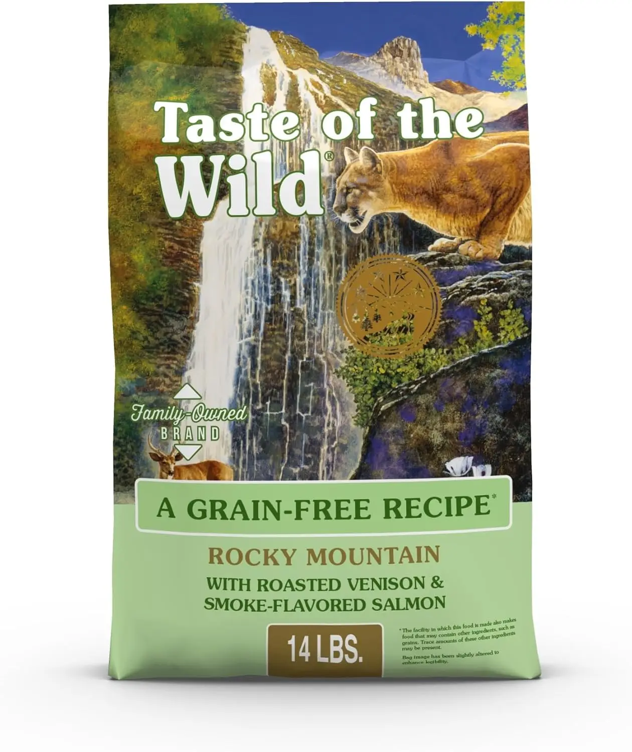

Сухой беззерновой корм для кошек Wild Rocky Mountain с жареной оленьей мясом и копченой лососевой рыбой, 14 фунтов