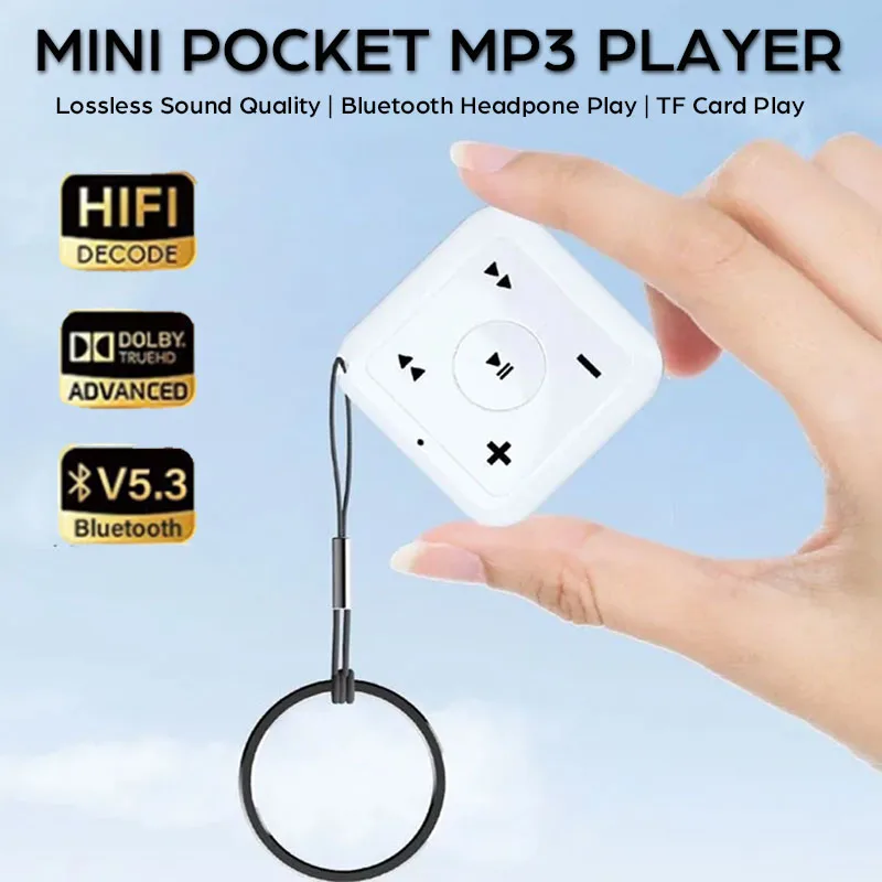 Mini Pocket Bluetooth 5.3 MP3 Player Wireless HIFI Lossless Sports Walkman TF Card MP3 Music Player Support Bluetooth Headphones