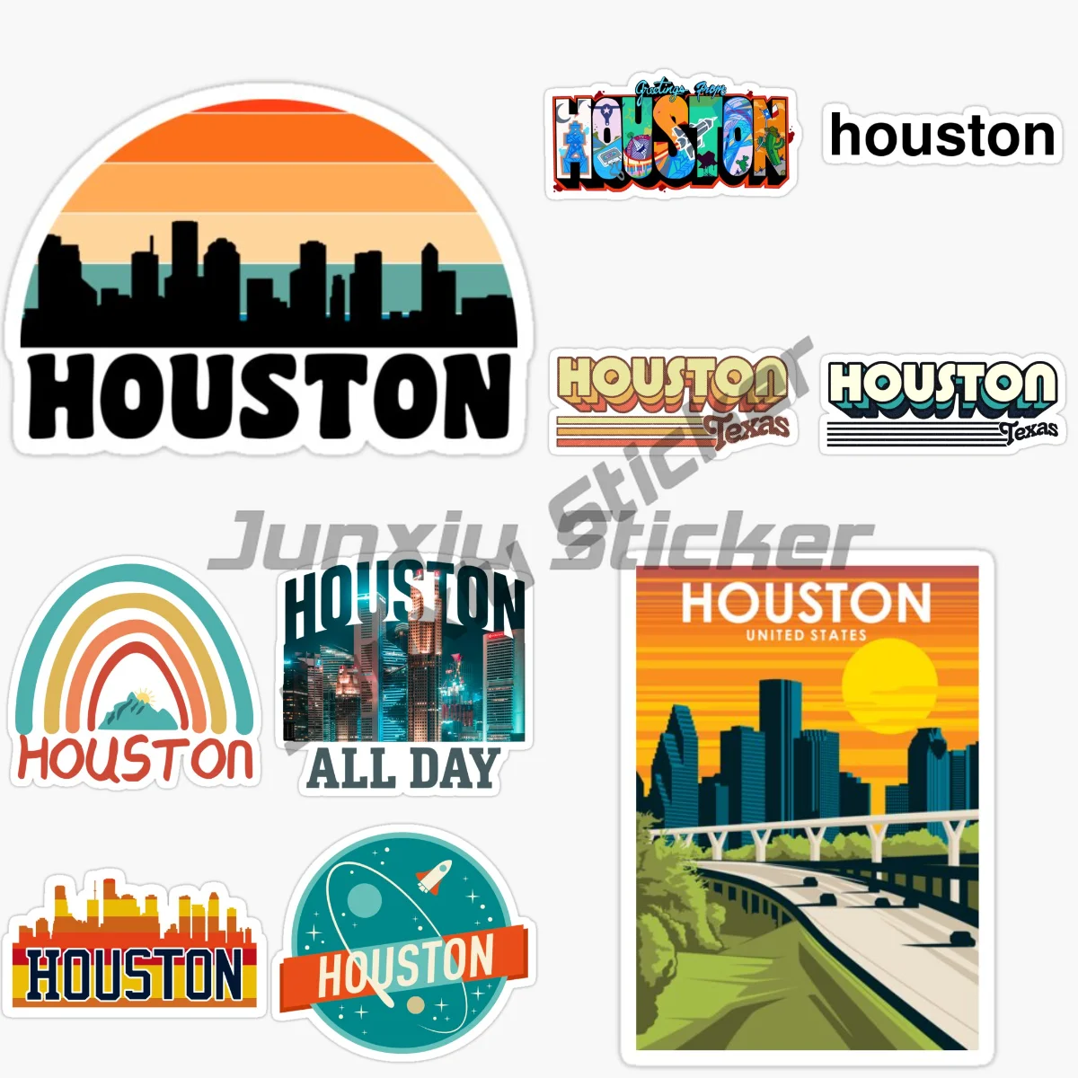 

Houston, The Largest City in Texas, USA Car Sticker Laptop Motorcycle Wall Car Window Glass Off-road Decal Customizable
