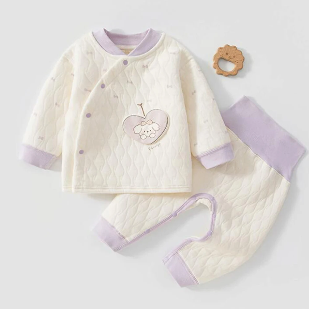 Baby Suit Quilted Autumn Winter Tops High Waist Pants Two Pieces Baby Girl Outfits Infant Baby Girl Clothing Sets