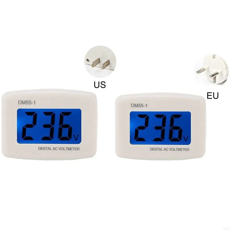 

652F DM55-1 Voltage Test Monitor Plug into Outlet Volt Meter LCD Digital Display AC 80-300V Voltage Meter Plug Volt Meter