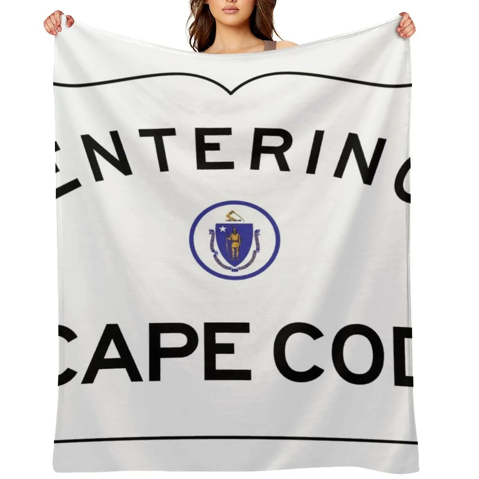 

Entering CAPE COD - Commonwealth of Massachusetts Road Sign Throw Blanket Bed covers Custom Soft Plaid Nap Blankets