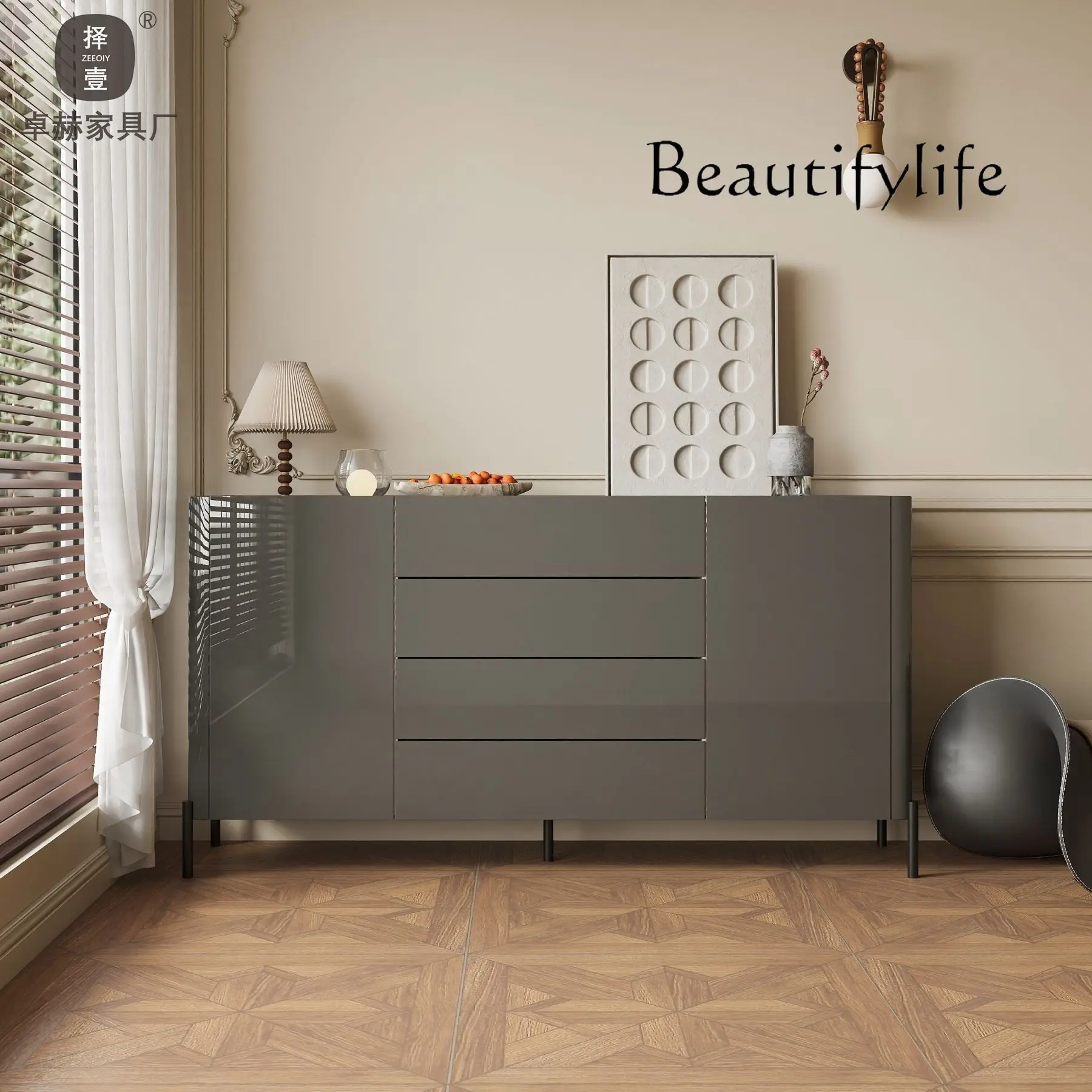 Medieval style living room piano paint dining side light luxury high-end wall storage locker size apartment cabinet