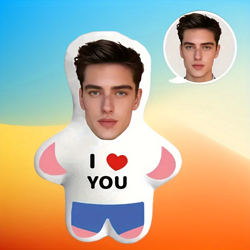 Personalisiertes 'Ich' ❤️   Realistisches 3D-Druck-Kissen mit Ihrem Foto, Weiches Polyester-Plüsch-Dekokissen, Perfekt für Paare