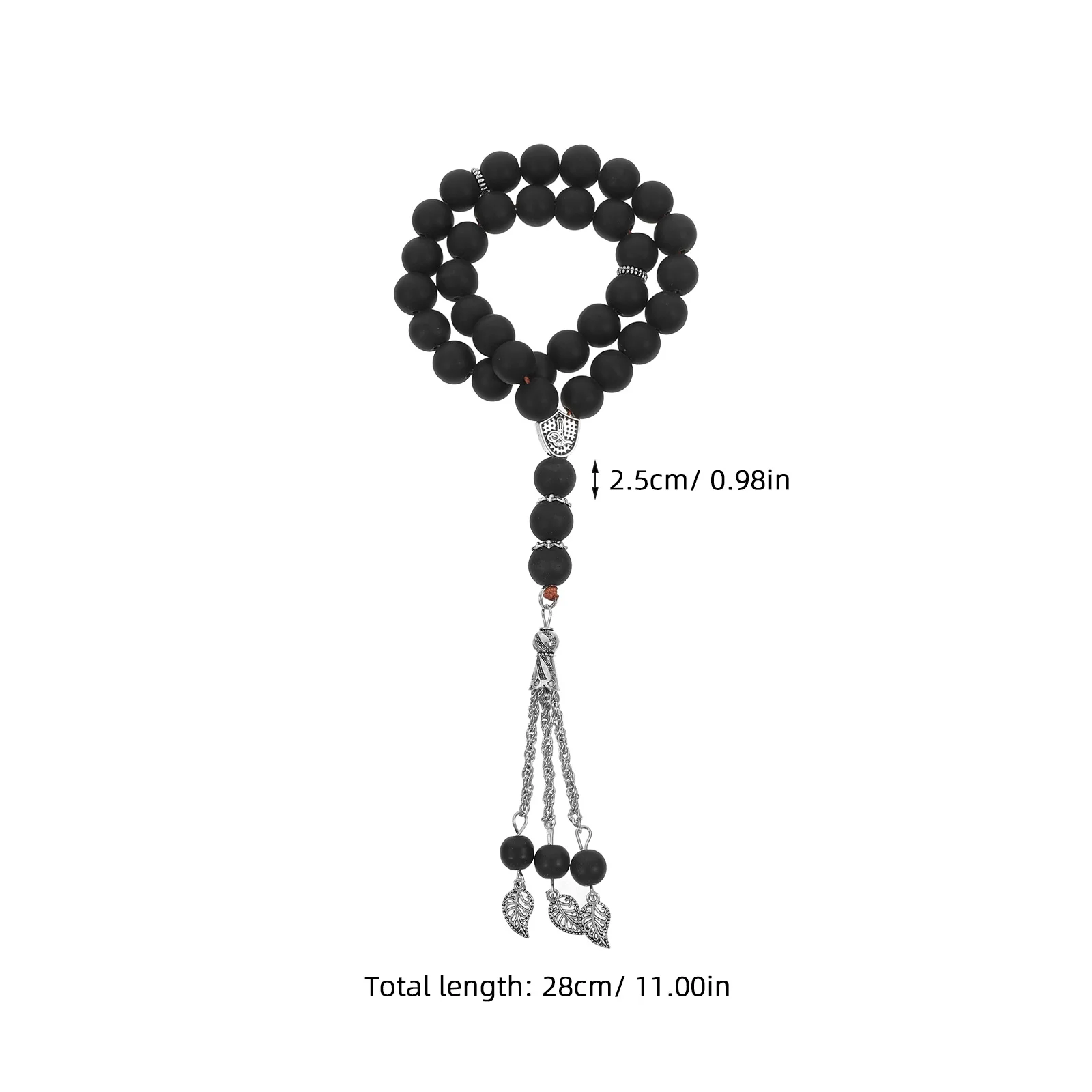 سبحة صلاة المسلمين سلسلة خرز زجاجي مسبحة سوداء متانة قوية سطح أملس لمسة نهائية لامعة مناسبة للصلاة يوميًا