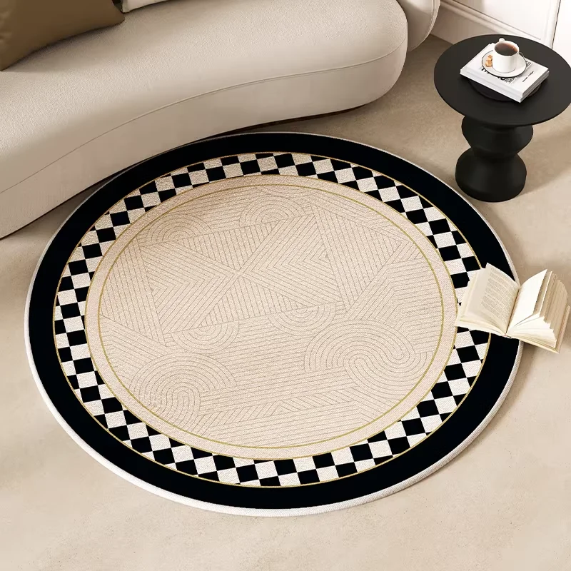 Cream style Round Carpet Living Room Bedroom Rug Soft Short Plush Sofa Coffee Tables Floor Mat Chair Rug 원형러그 Alfombra Redonda