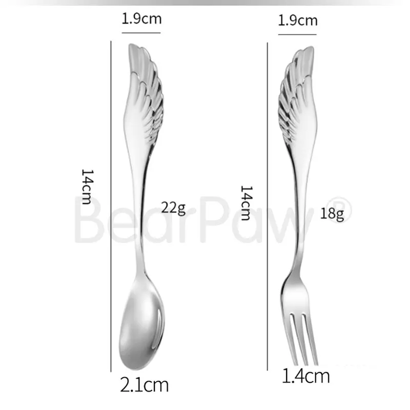 1pcs winged spoon fork,coffee spoon,golden spoon,dessert three toothed spoon fork,304 winged spoon fork,Creative tableware