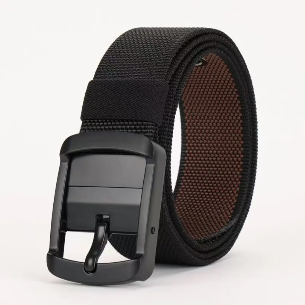 120cm Length Nylon Waist Belt Rotatable Pin Buckle Lightweight Reversible Belt Double Sided Adjustable Unisex Belt