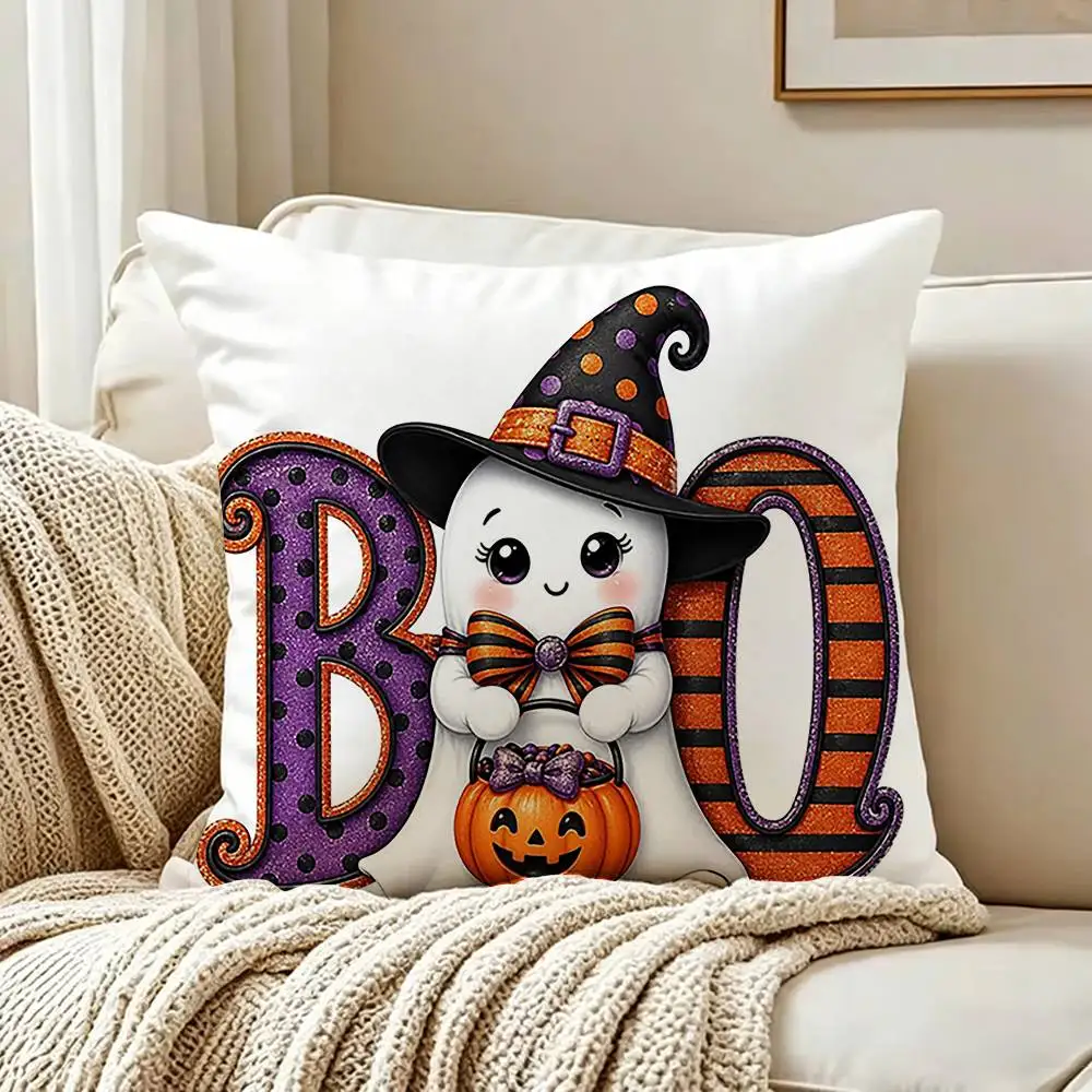 S-Sparkling Ghost pattern Various Sizes Square Pillow Case For Car Home Bedchamber Decor