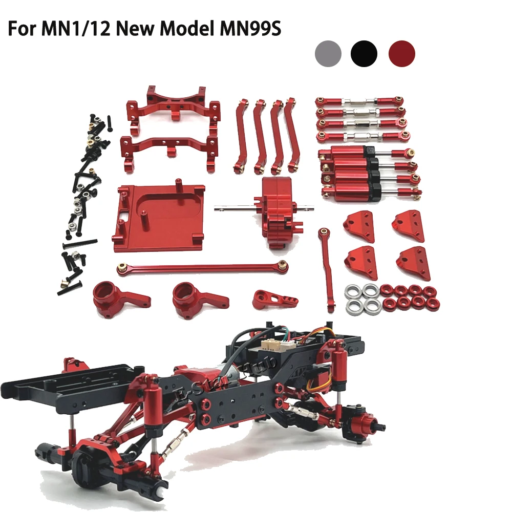 

RC Car Parts Metal Upgrade Modification Kit for MN1/12 New Model MN99S Wave Box Suspension Connecting Rod Crawler Shock Absorber