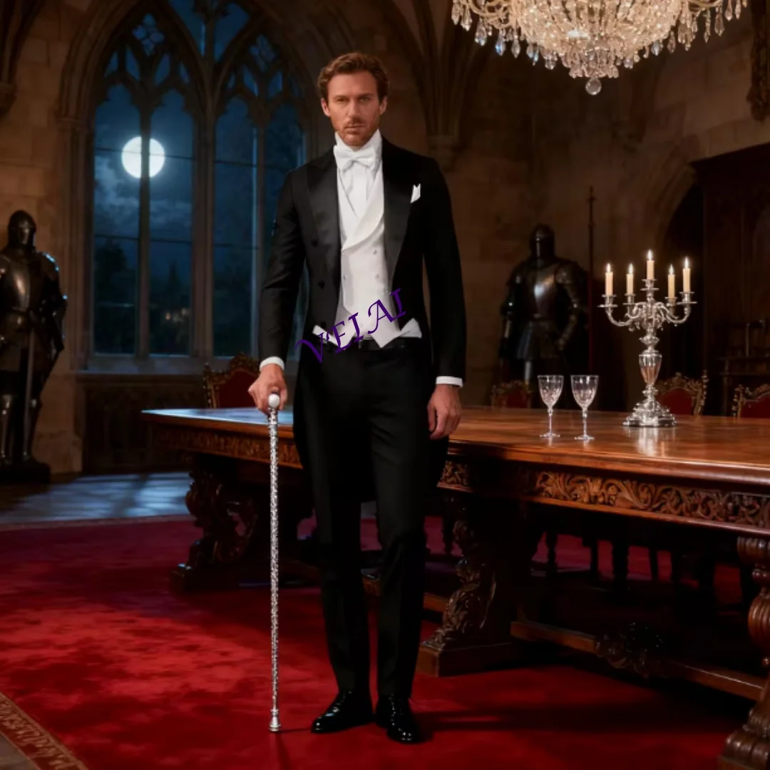 

Мужской смокинг из 3 предметов с коричневым пик-лапелем на заказ, модный однобортный, для торжественных мероприятий, умный повседневный стиль, для свадьбы