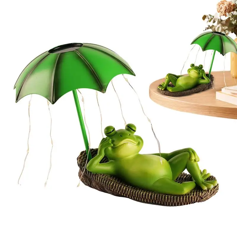 

Solar Frog Statue Outdoor Decor Frog Ornaments Frog Umbrella Pond Statues Garden Decoration Sculpture for Yard Patio Lawn