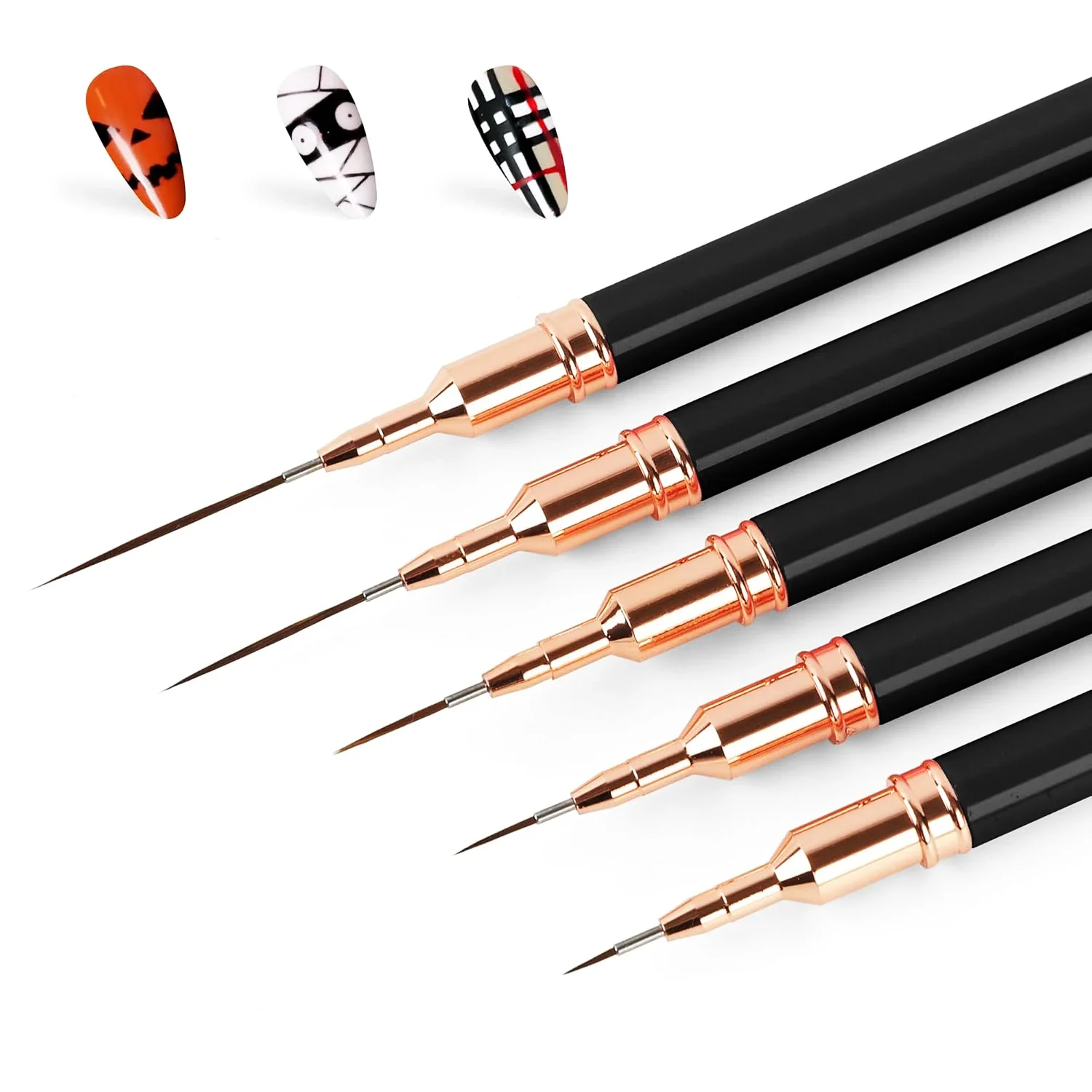 5pcs Nail Art Liner Brush Set UV Gel Nail Brushes Kits French Stripe Line Painting Drawing Flower Pen Professional Manicure ./\;