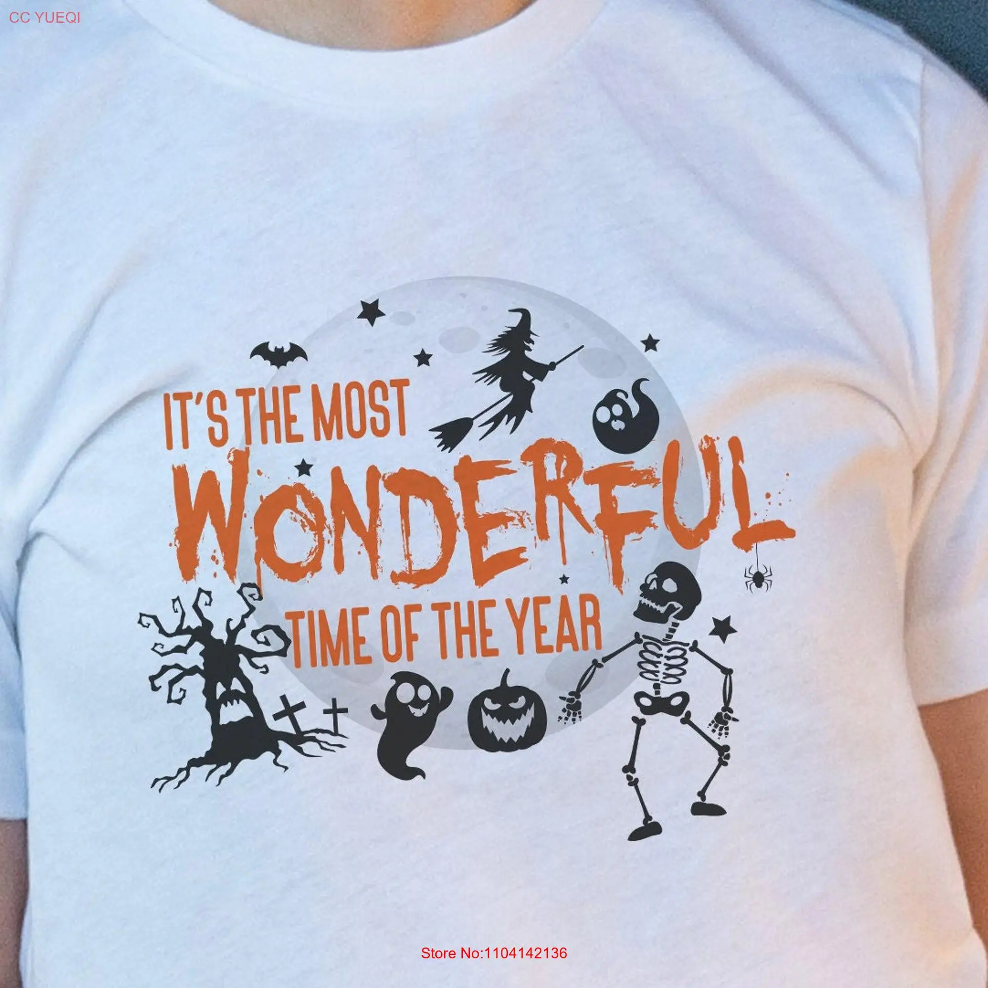 It's the Most Wonderful Time of Year Halloween T Shirt Cute Spooky Ghost Pumpkin Witch Retro Graves Skeleton Moon