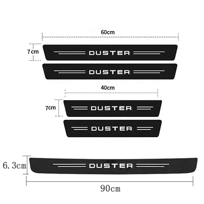 Car Door Threshold Sill Stickers for Dacia Duster Logo Carbon Fiber Trunk Bumper Scratch Guards Door Pedal Strips Accessories