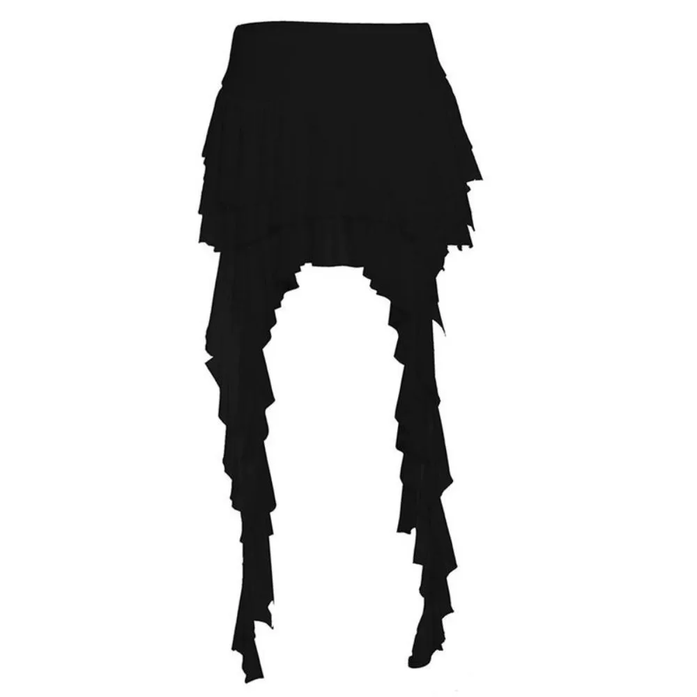 

Fashion High Waist Women's Tiered Skorts Irregular Asymmetrical Hem Mini Skirt Layered Flowy Goth Skirt Summer Wear