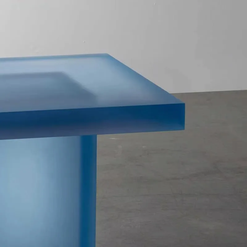 Modern luxury living room acrylic corner table high-end simple design blue acrylic console coffee table