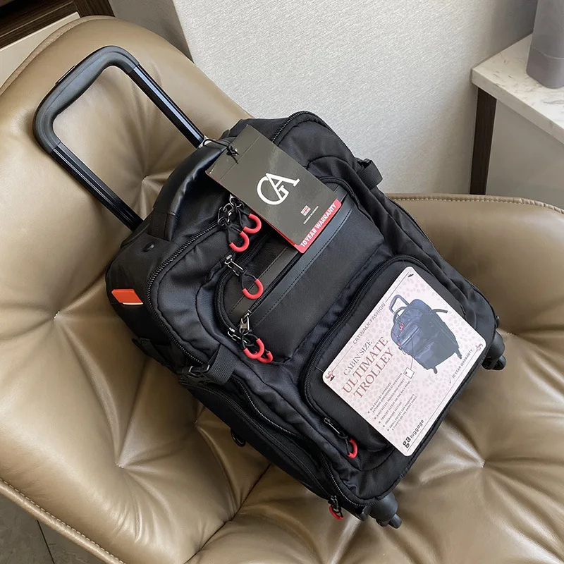 Rolling Backpack Dual-shoulder Travel Bag Lightweight with Handlebar with Wheels Backpackable Portable Backpack luggage