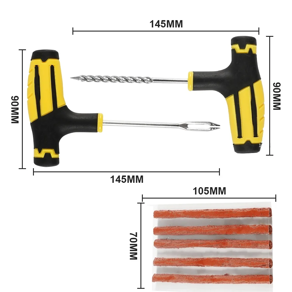 Motorcycle Tire Repair Set Tubeless Tyre Puncture Plug Tools with Rubber Strip Electric Vehicle Universal Kit for Car Truck