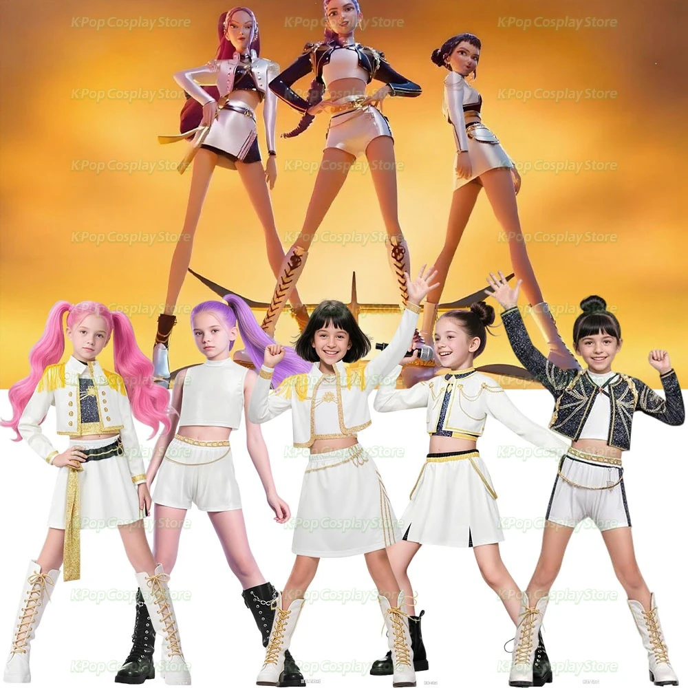 أزياء K-Pop Rumi Zoey Mira Demon Hunters التأثيرية للفتيات في مرحلة الهالوين ملابس لعب الأدوار بنمط مطبوع ثلاثية الأبعاد