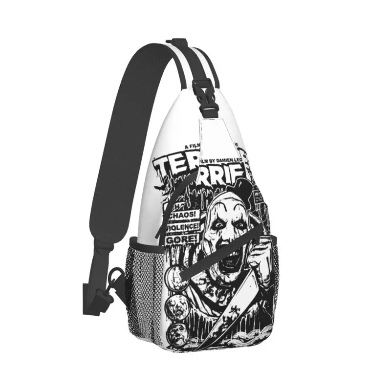 Terrifier Crossbody Sling Backpack Men Custom Horror Movie Halloween Clown Shoulder Chest Bag per viaggi escursionismo Daypack