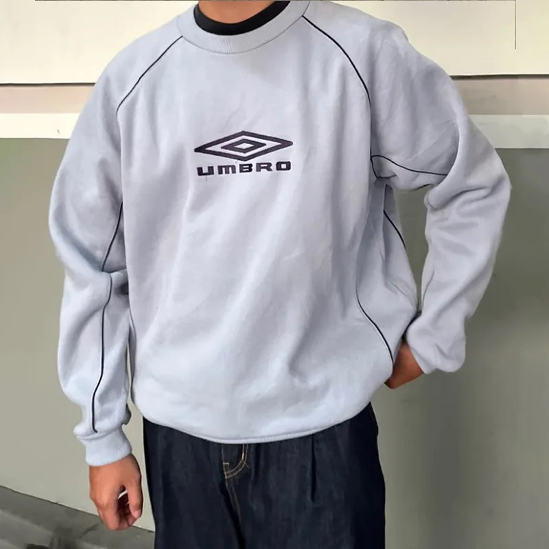 Nouveau Y2K Gothique Marque De Mode À Capuche Brodé Logo Polyvalent Hip Hop Épissage Ligne Conception Col Rond À Capuche Top