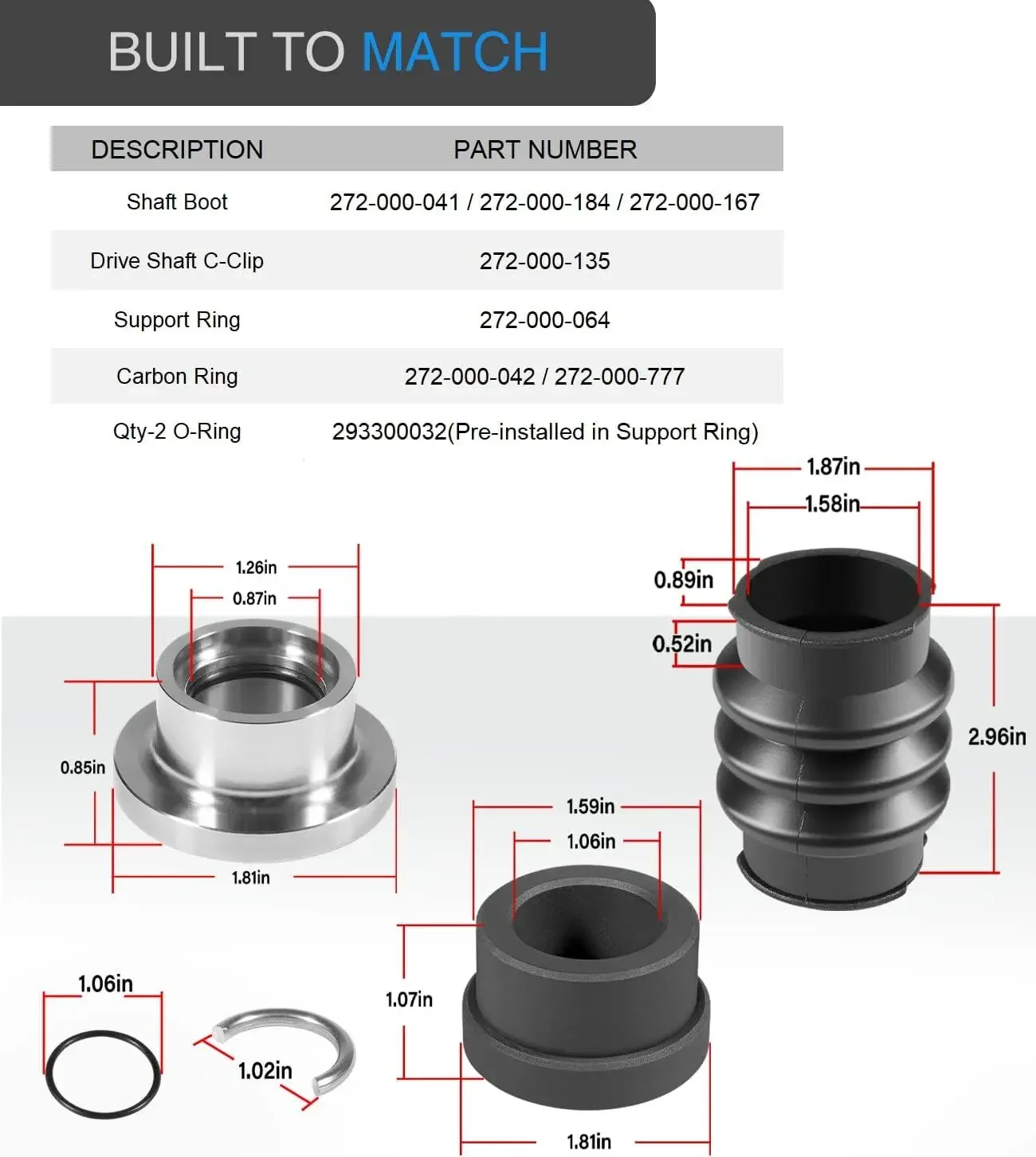 272-000-042 272-000-167 طقم تصليح إعادة بناء خط محرك ختم الكربون لـ SEA-DOO 1997-2000 GSX LTD GSX RFI 1996-2004 XP LTD XP DI