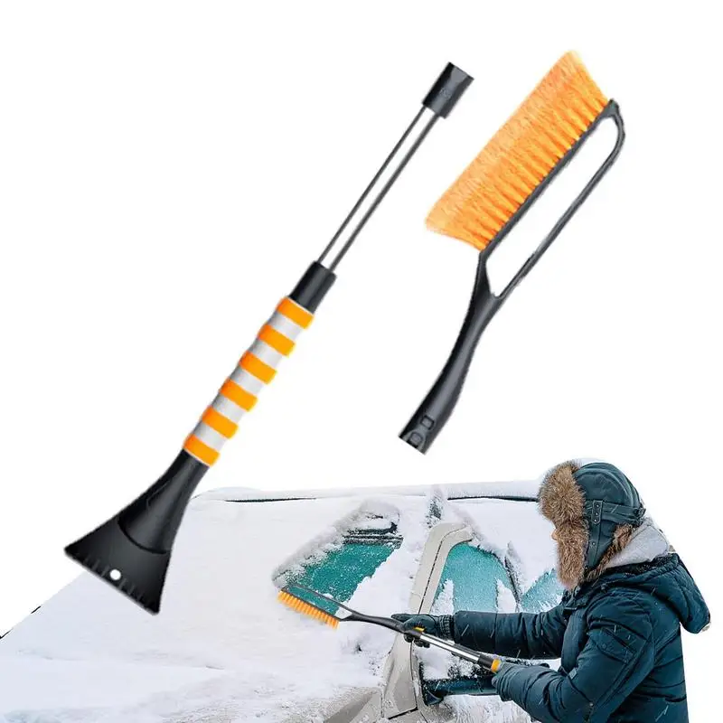 

Car Snow Scraper And Brush Extensible Snowbrush With Ice Scraper Tool 2-in-1 Snow Removal Tool For Cars Windscreen Rear Windows