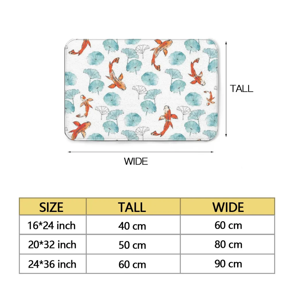 Home Carpet Rug Bathroom Waterlily koi Mat Retro Multiple Choice Living Room Kitchen Non-Slip Alfombra