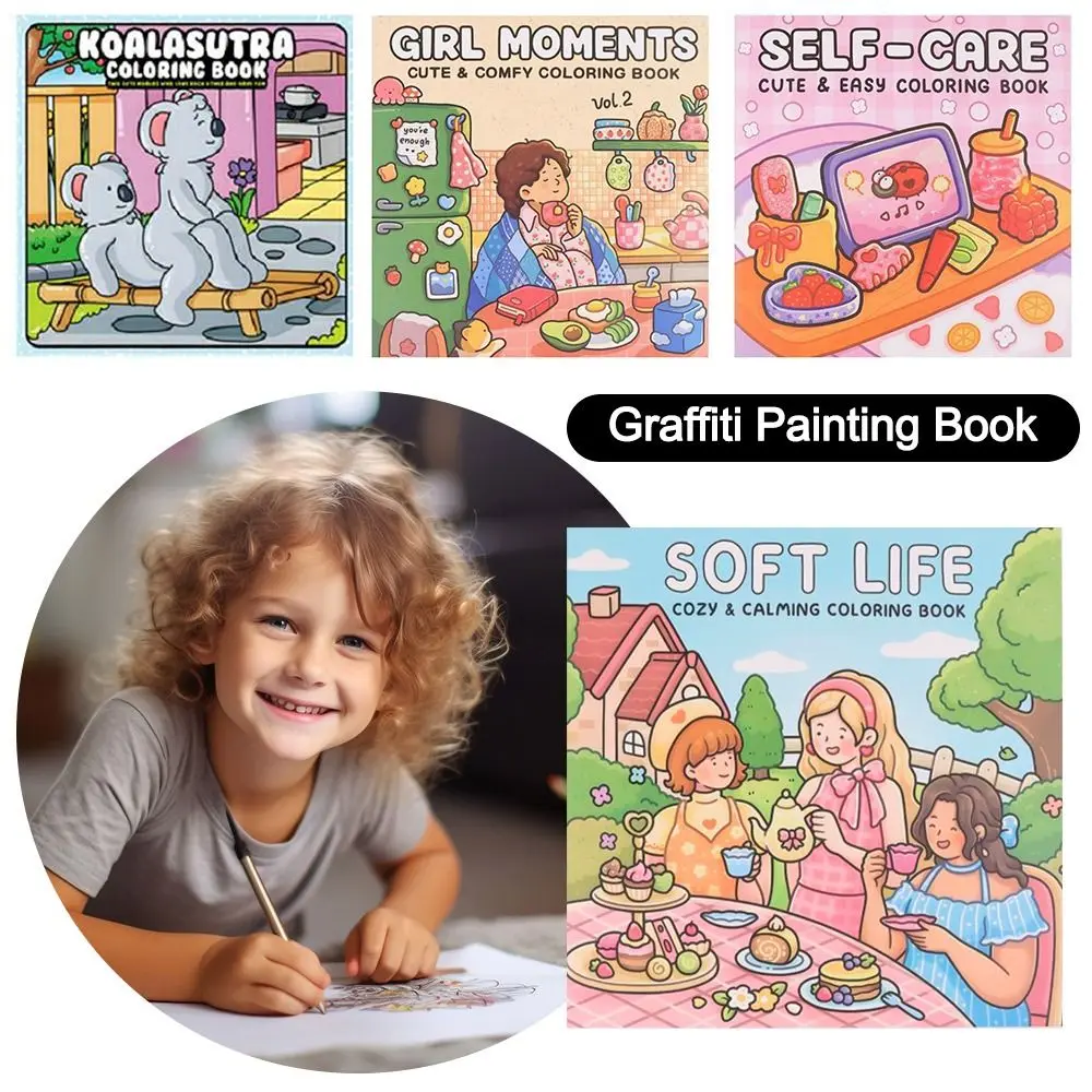 재미 있은 만화 색칠하기 책 스트레스 릴리프 교육 낙서 그림 책 성인과 청소년을위한 그림 선물 문고본