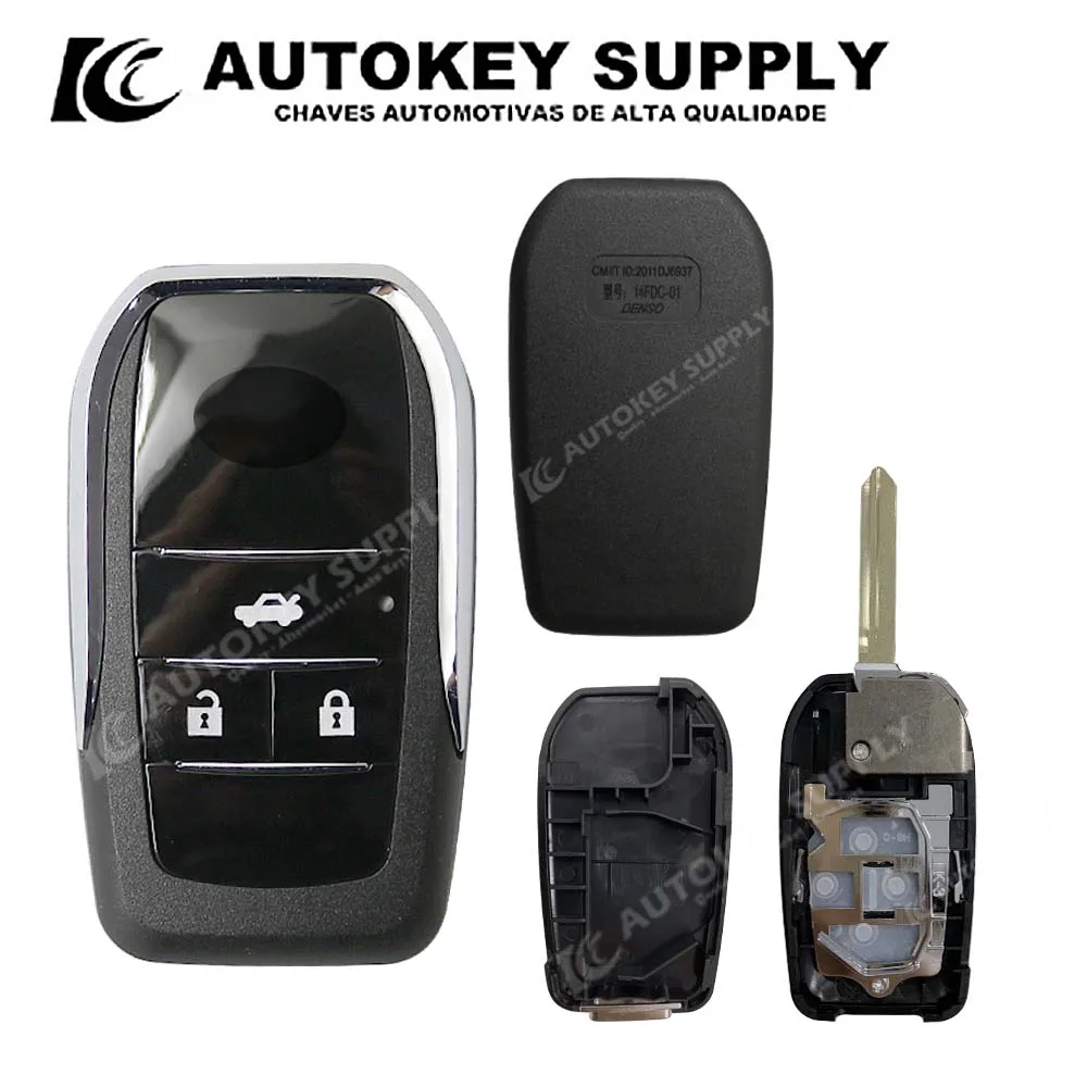 Autokeysupply AKTYF335 3 Buttons Suitable Control Modified Folding Key Shell（Toy47）For Toyota Corolla And Yaris