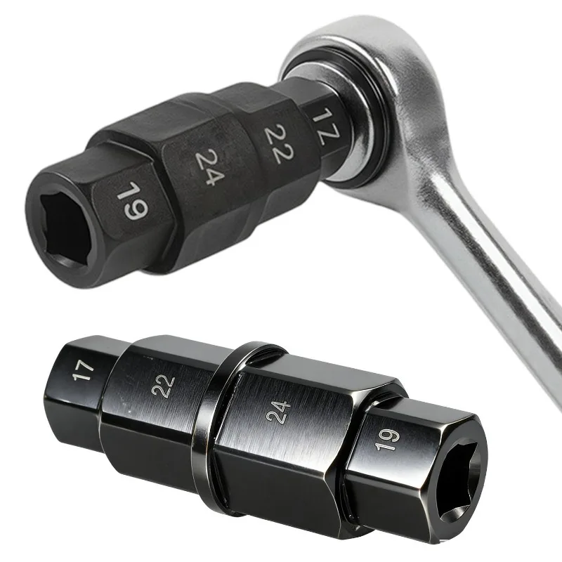 

Универсальный инструмент для снятия шпинделя с шестигранной осью для мотоциклов 17 19, 22, 24 мм, 3/8 дюйма, многофункциональный гаечный ключ для ремонта втулки 4-в-1