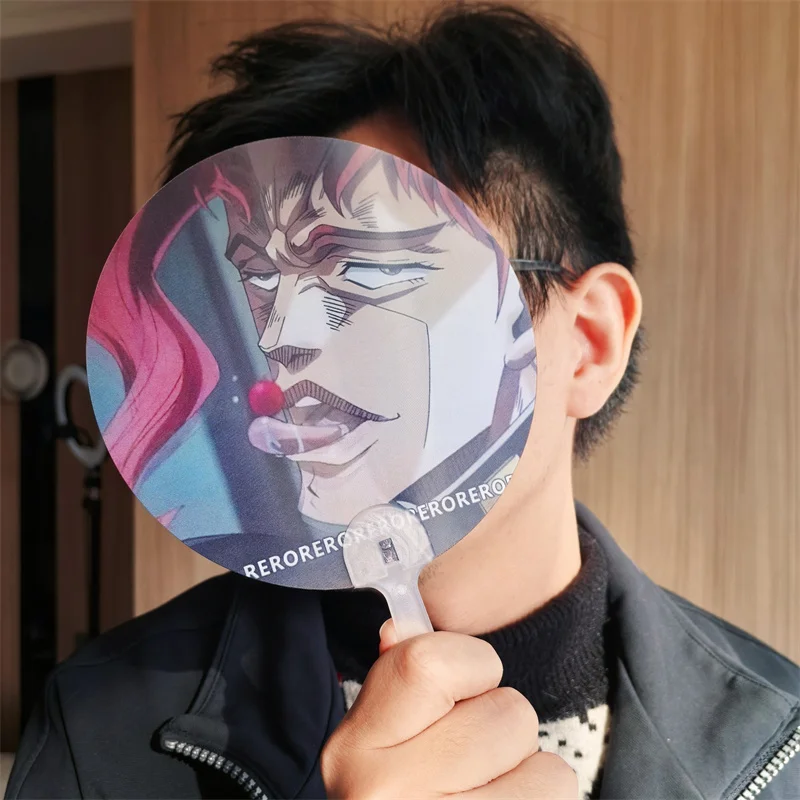 Anime JOJO Kakyoin Noriaki Cherry Cosplay Fan Unisex Lenticular Moving Hand Fan Creative Accessory Cosplay Party Daily Prop