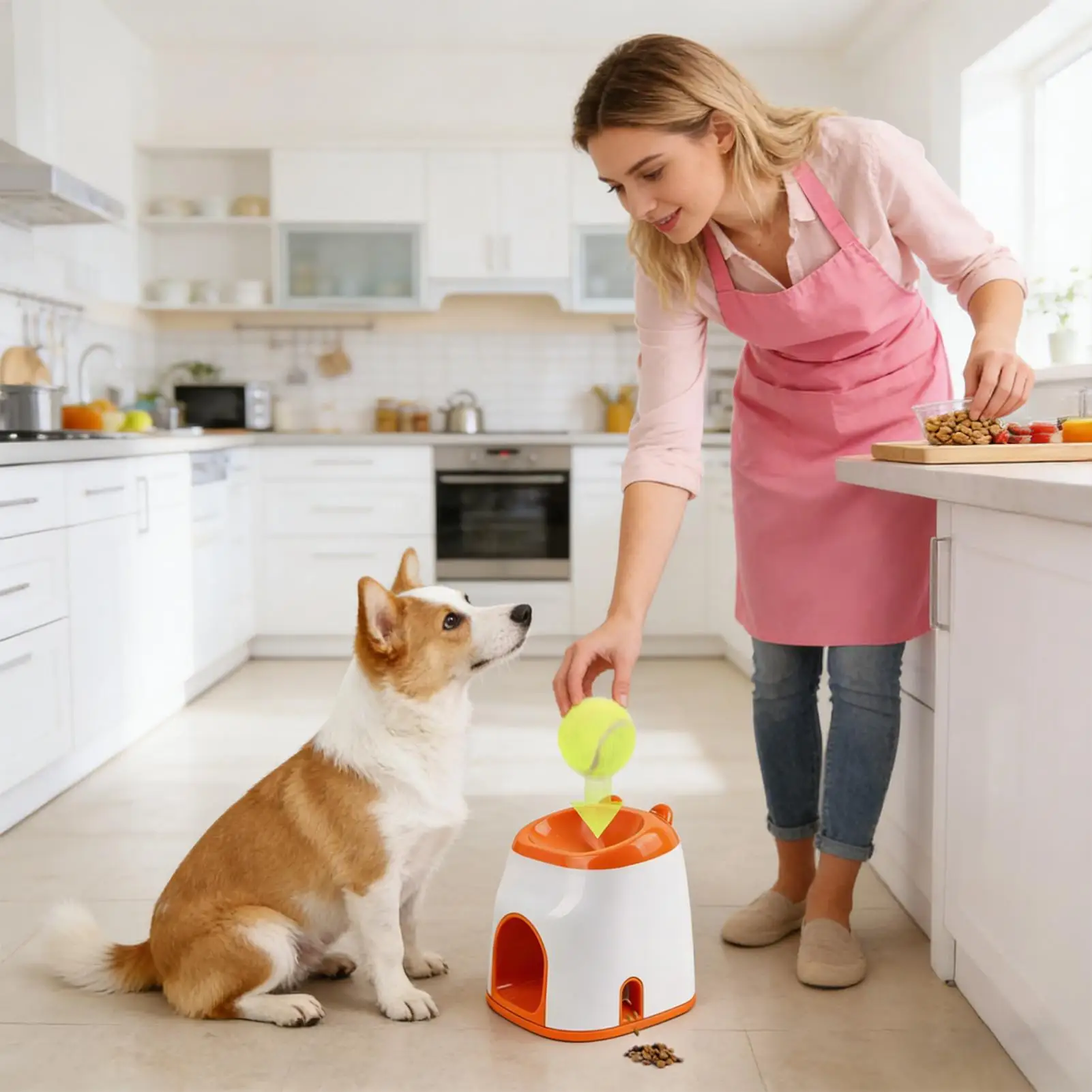 

Интерактивная игрушка-бросатель мячей для собак с дозатором лакомств для квартиры, гостиной, дома