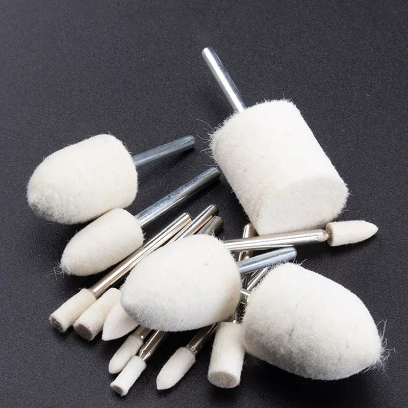 5pcs OD 3-25mm Wool Felt Mounted Polishing Buffing Wheel 2.35/3mm Shank Grinding head For Dremel Drill Rotary Tools