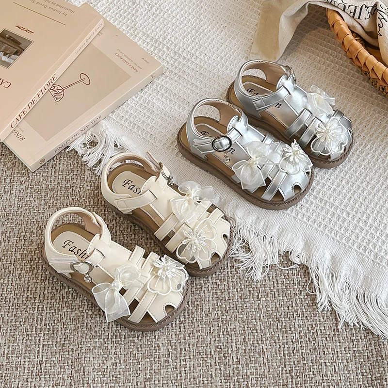 Girls Beach Shoes Sweet Floral Breathable Kids Princess Shoes Fashion Soft Sole 2026 New Toddler Summer Casual Sandals